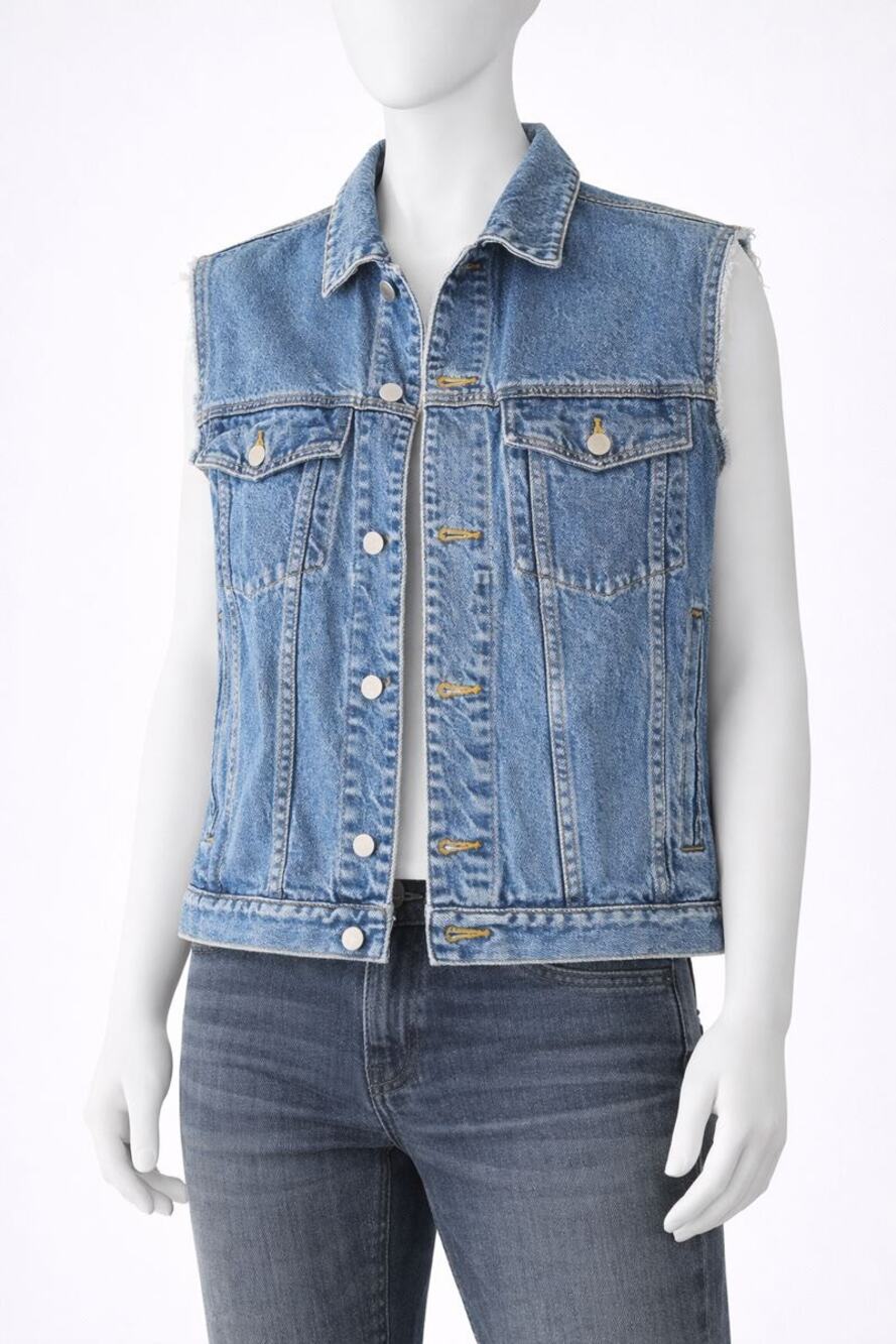Eddie Bauer Denim Vest Mens S Blue Jean Trucker Sleeveless Western Casual y2k
